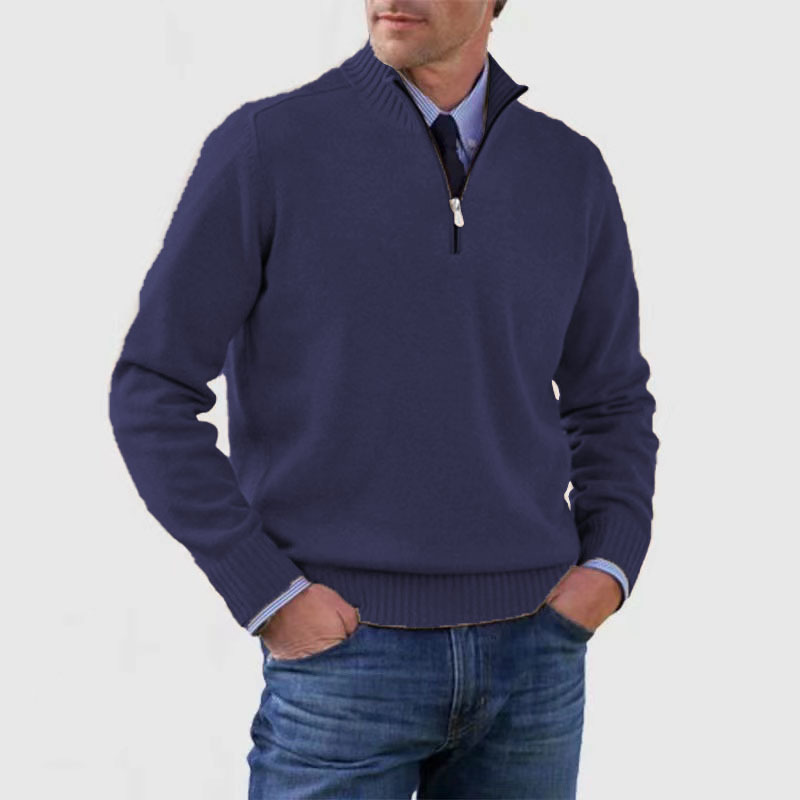 Heren trui met halve rits en opstaande kraag in diverse kleuren – comfortabele knit voor werk & weekend