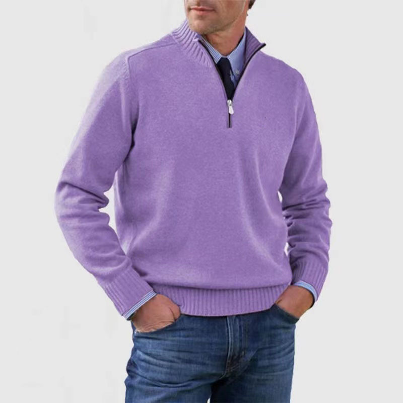 Heren trui met halve rits en opstaande kraag in diverse kleuren – comfortabele knit voor werk & weekend