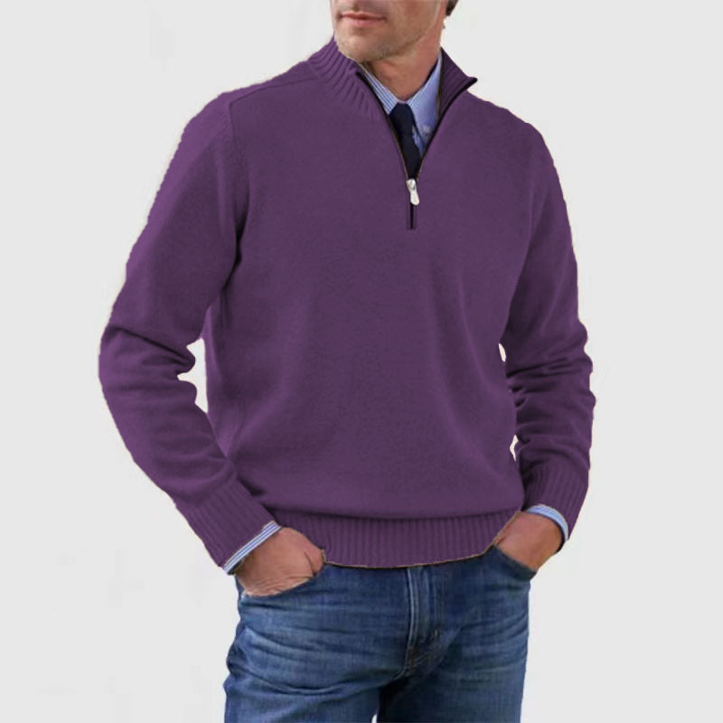 Heren trui met halve rits en opstaande kraag in diverse kleuren – comfortabele knit voor werk & weekend