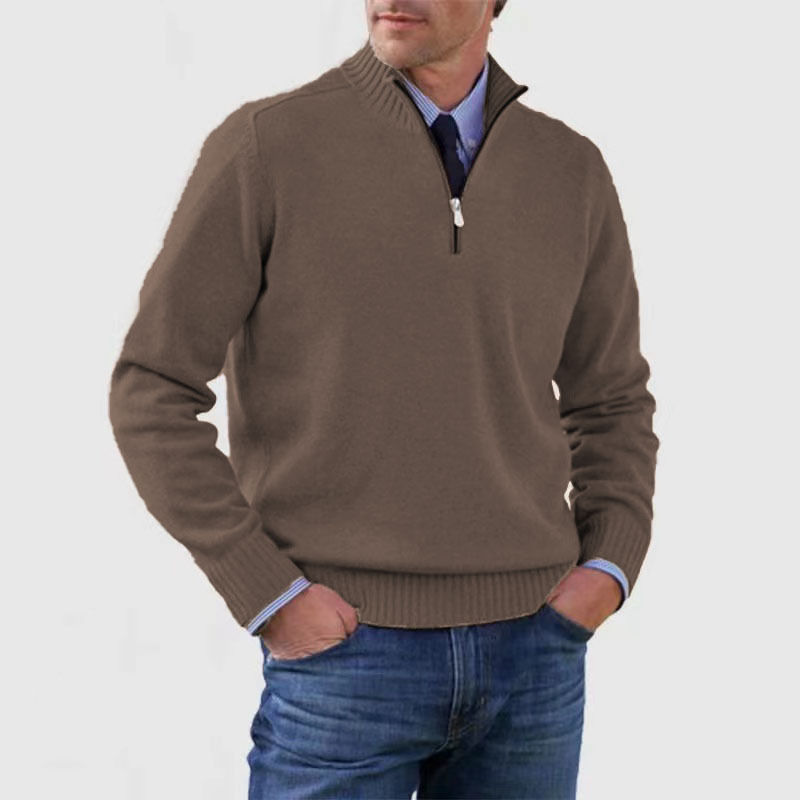 Heren trui met halve rits en opstaande kraag in diverse kleuren – comfortabele knit voor werk & weekend