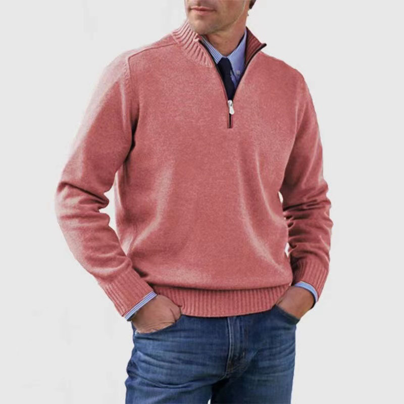 Heren trui met halve rits en opstaande kraag in diverse kleuren – comfortabele knit voor werk & weekend