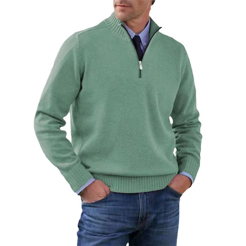 Heren trui met halve rits en opstaande kraag in diverse kleuren – comfortabele knit voor werk & weekend