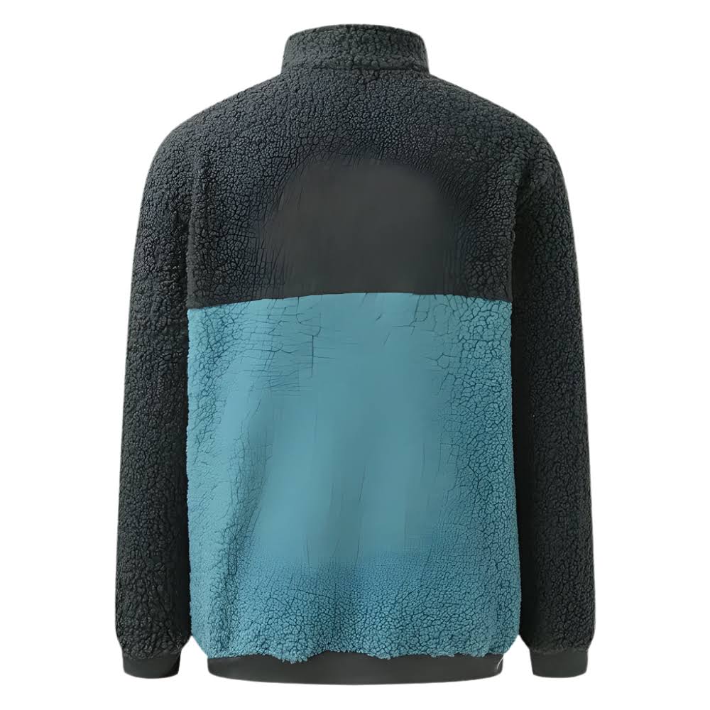 Heren Fleece Trui met Ritskraag en Colorblock Design Warm en Zacht met Relaxte Pasvorm