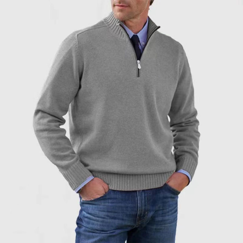 Heren trui met halve rits en opstaande kraag in diverse kleuren – comfortabele knit voor werk & weekend
