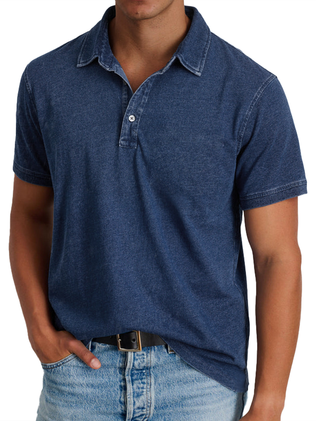 Heren polo met casual denim-look in diverse kleuren – ideaal voor lente en zomer