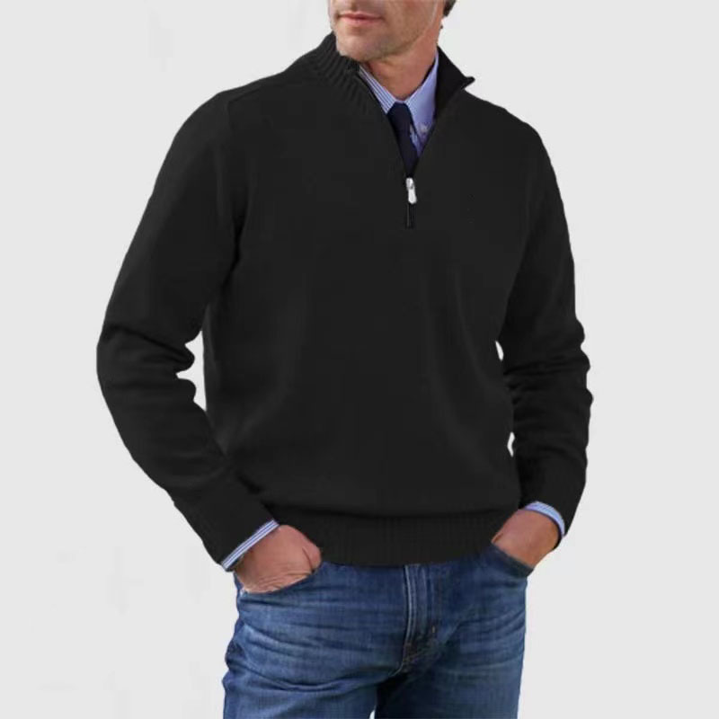 Heren trui met halve rits en opstaande kraag in diverse kleuren – comfortabele knit voor werk & weekend