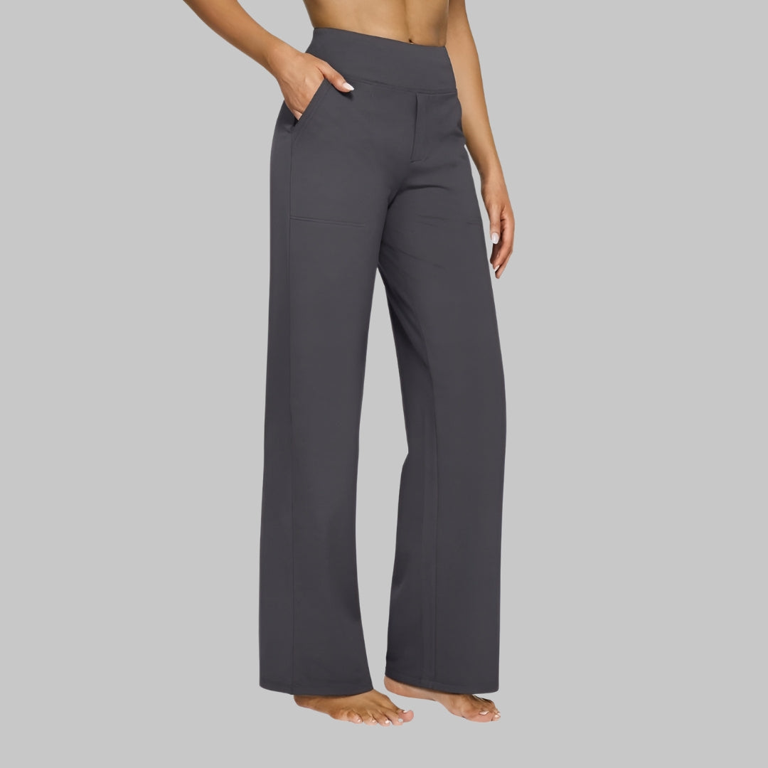 Dames nette broek met wijde pijpen – comfortabele stretch pantalon voor werk, reizen en vrije tijd in diverse kleuren