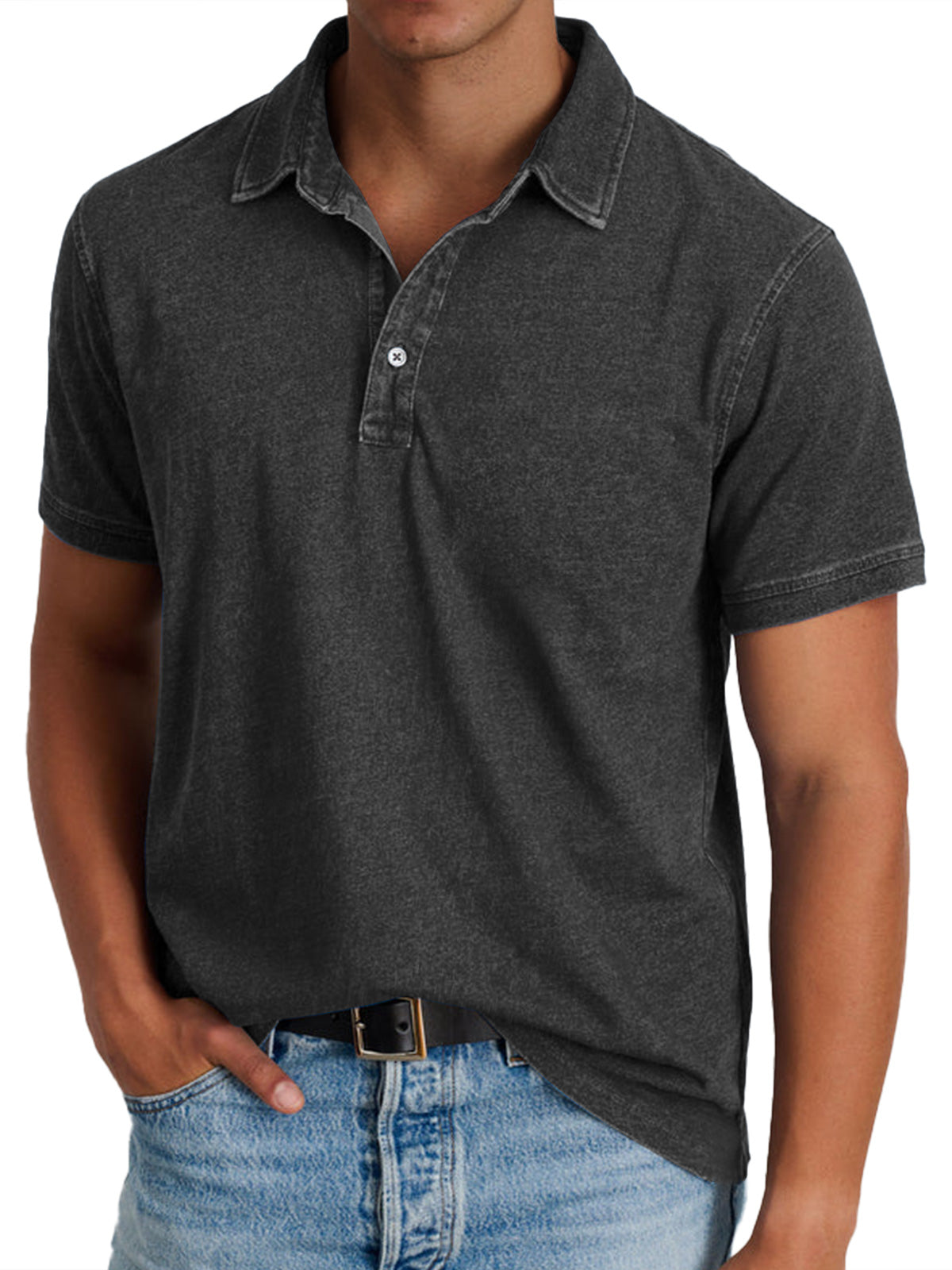 Heren polo met casual denim-look in diverse kleuren – ideaal voor lente en zomer