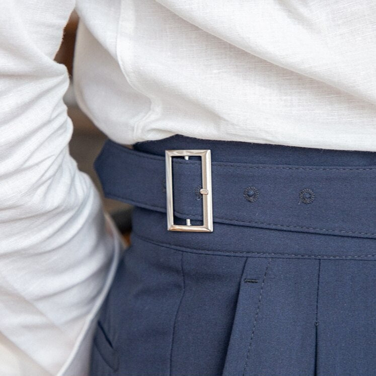 Elegante heren pantalon met hoge taille en plooien – nette zakelijke broek voor formele gelegenheden en stijlvolle outfits