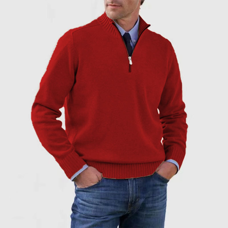 Heren trui met halve rits en opstaande kraag in diverse kleuren – comfortabele knit voor werk & weekend