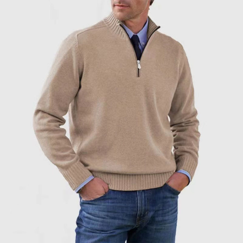 Heren trui met halve rits en opstaande kraag in diverse kleuren – comfortabele knit voor werk & weekend