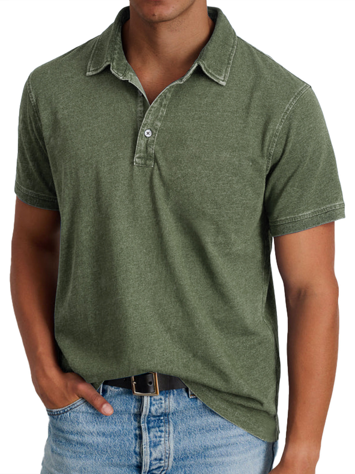 Heren polo met casual denim-look in diverse kleuren – ideaal voor lente en zomer