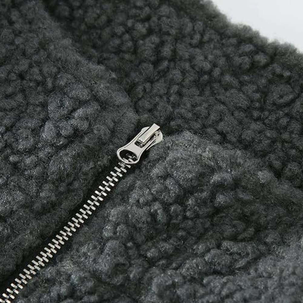 Heren Fleece Trui met Ritskraag en Colorblock Design Warm en Zacht met Relaxte Pasvorm