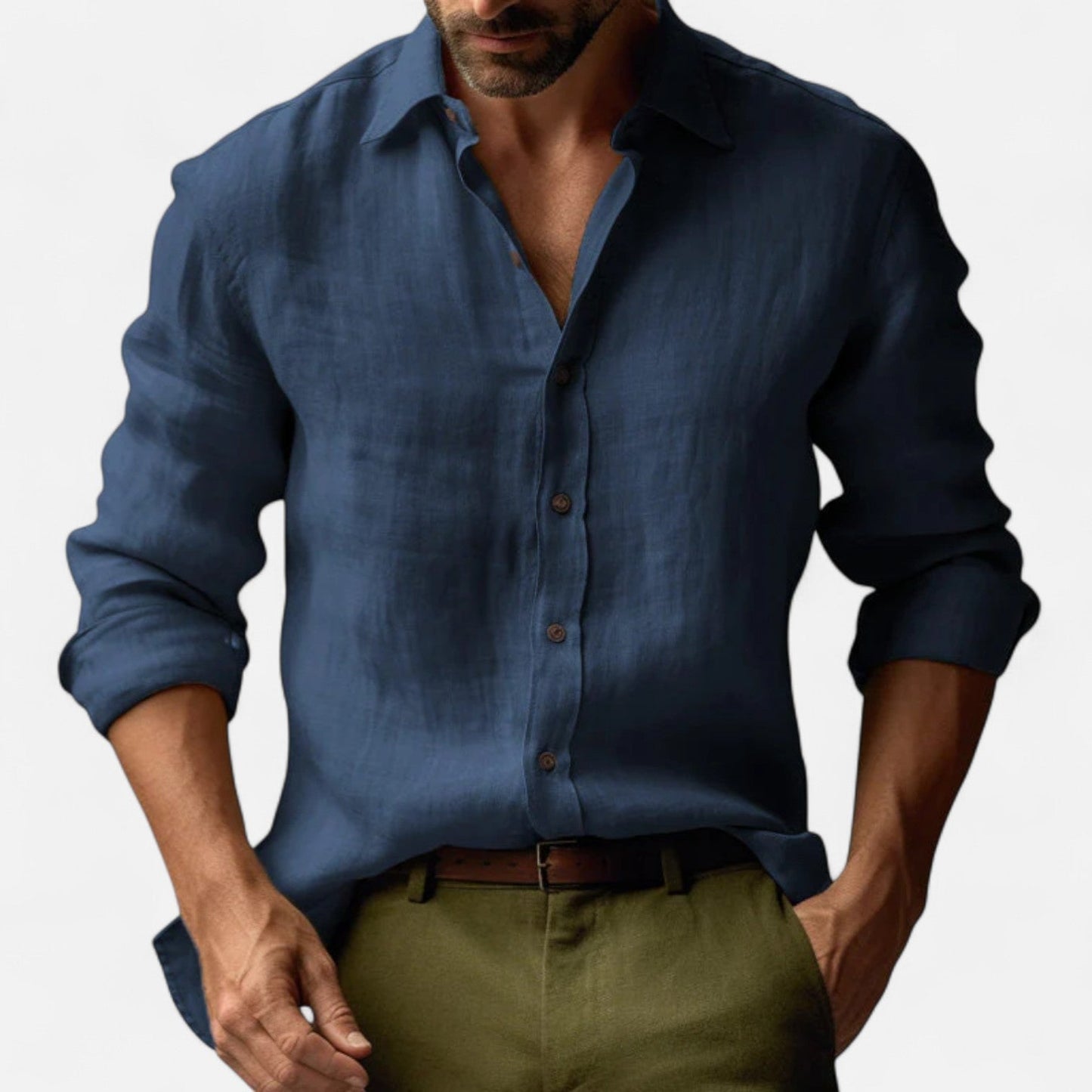 Heren linnen overhemd in diverse kleuren – luchtig zomerhemd met lange mouwen en casual fit