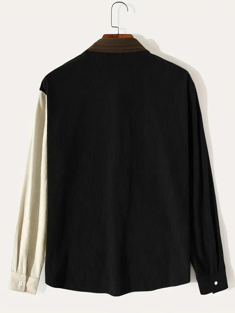 Heren jasje met trendy colorblock design en zachte ribstof – casual overshirt in moderne streetwear stijl voor elke dag