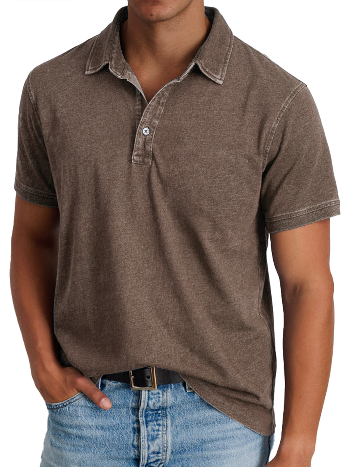 Heren polo met casual denim-look in diverse kleuren – ideaal voor lente en zomer