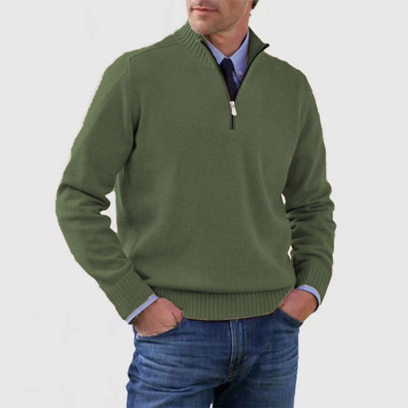 Heren trui met halve rits en opstaande kraag in diverse kleuren – comfortabele knit voor werk & weekend