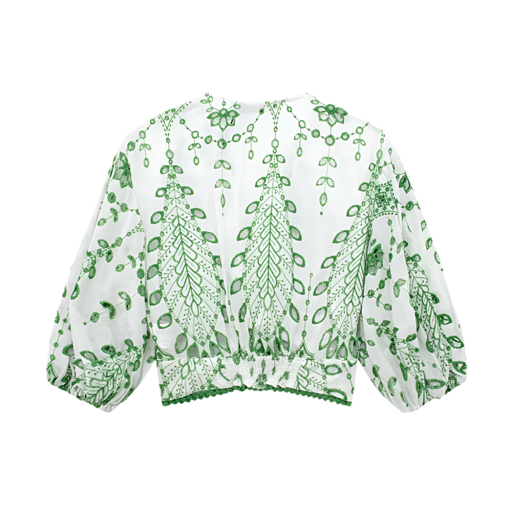 Dames Zomerset met Blouse en Korte Broek Luchtige Stoffen met Geborduurde Print en Boho Details