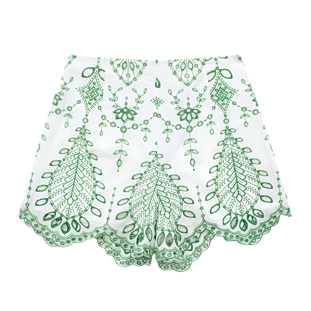 Dames Zomerset met Blouse en Korte Broek Luchtige Stoffen met Geborduurde Print en Boho Details