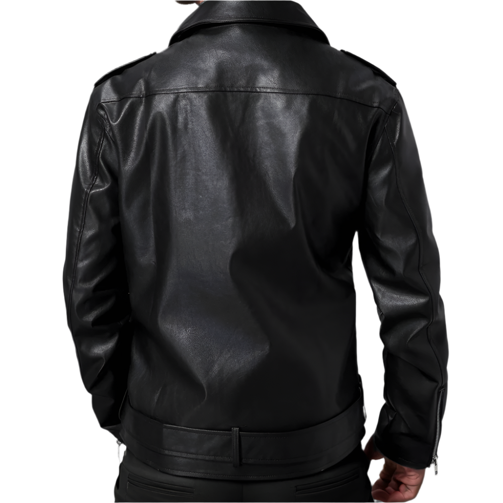 Heren Bikerjack van Hoogwaardig Imitatieleer Tijdloos Motorjack met Stoere Details en Comfortabele Pasvorm