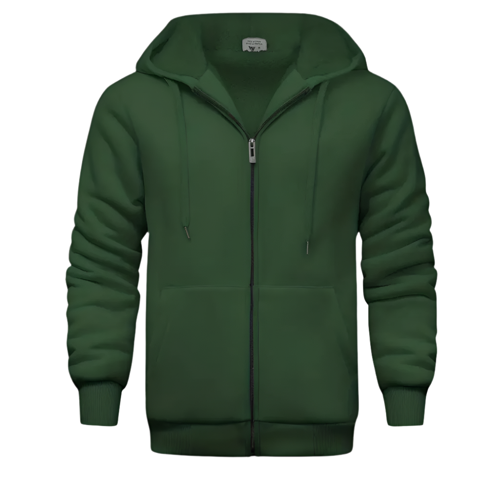 Heren Hoodie met Rits en Warme Fleecevoering Sweatvest met Capuchon en Steekzakken