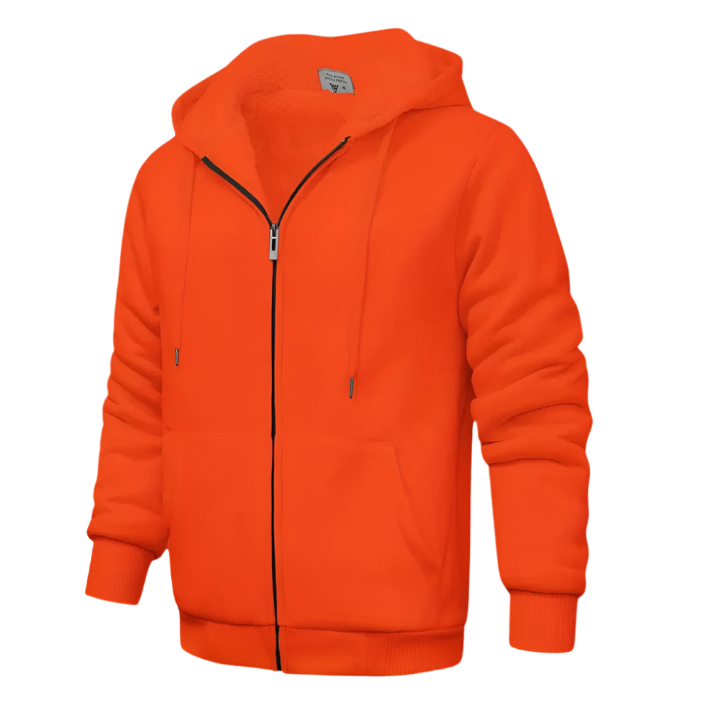 Heren Hoodie met Rits en Warme Fleecevoering Sweatvest met Capuchon en Steekzakken