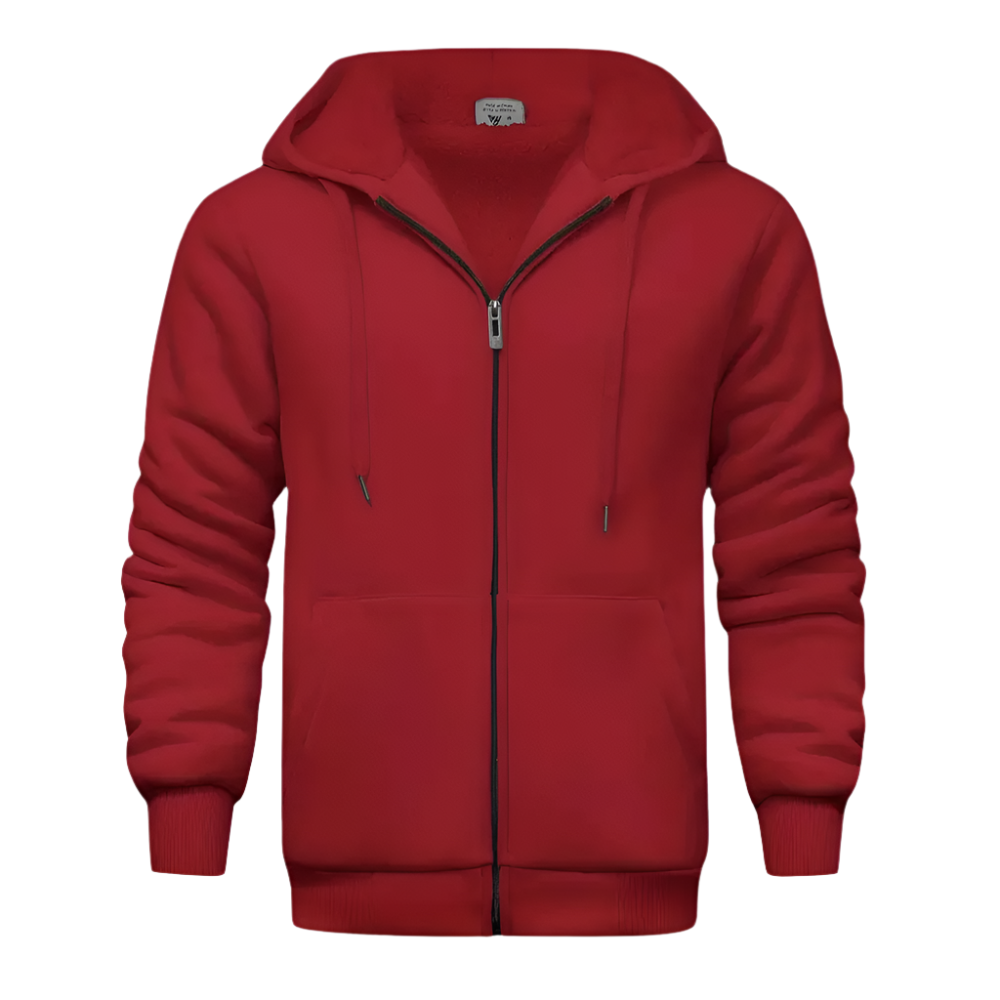 Heren Hoodie met Rits en Warme Fleecevoering Sweatvest met Capuchon en Steekzakken