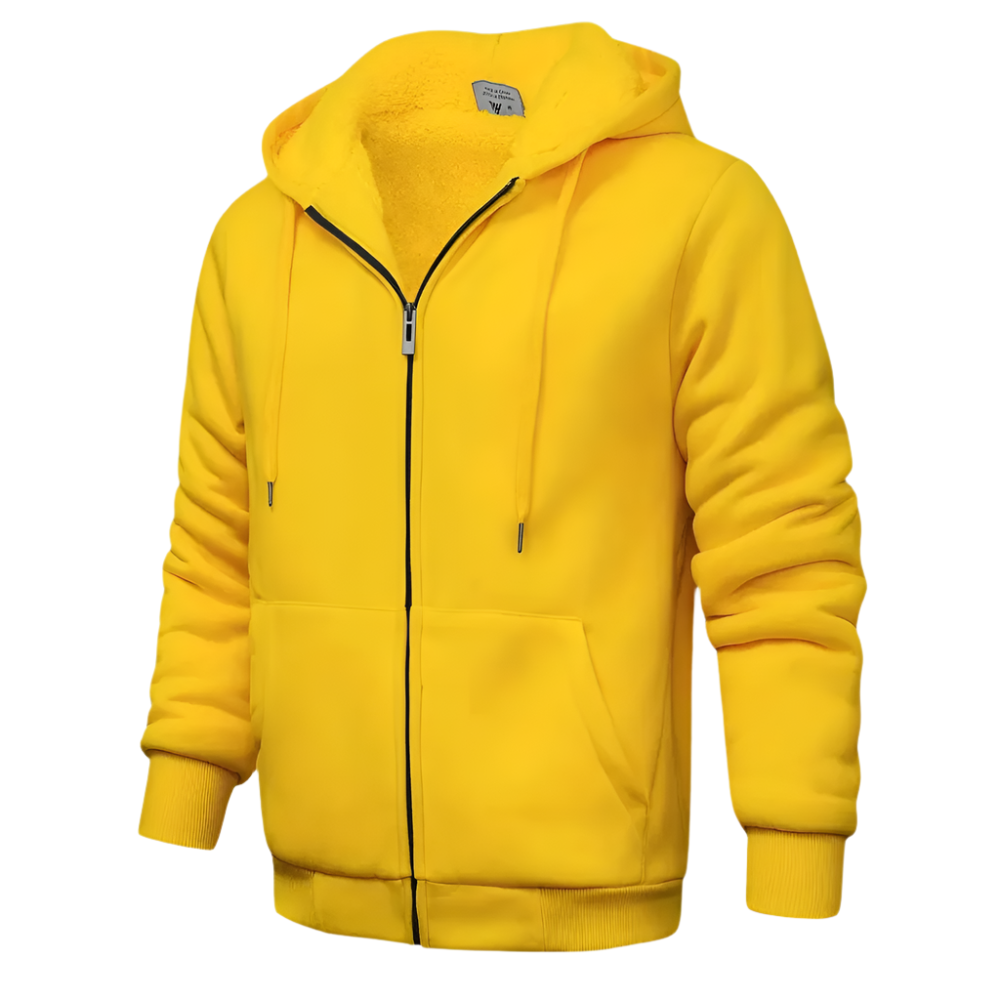 Heren Hoodie met Rits en Warme Fleecevoering Sweatvest met Capuchon en Steekzakken