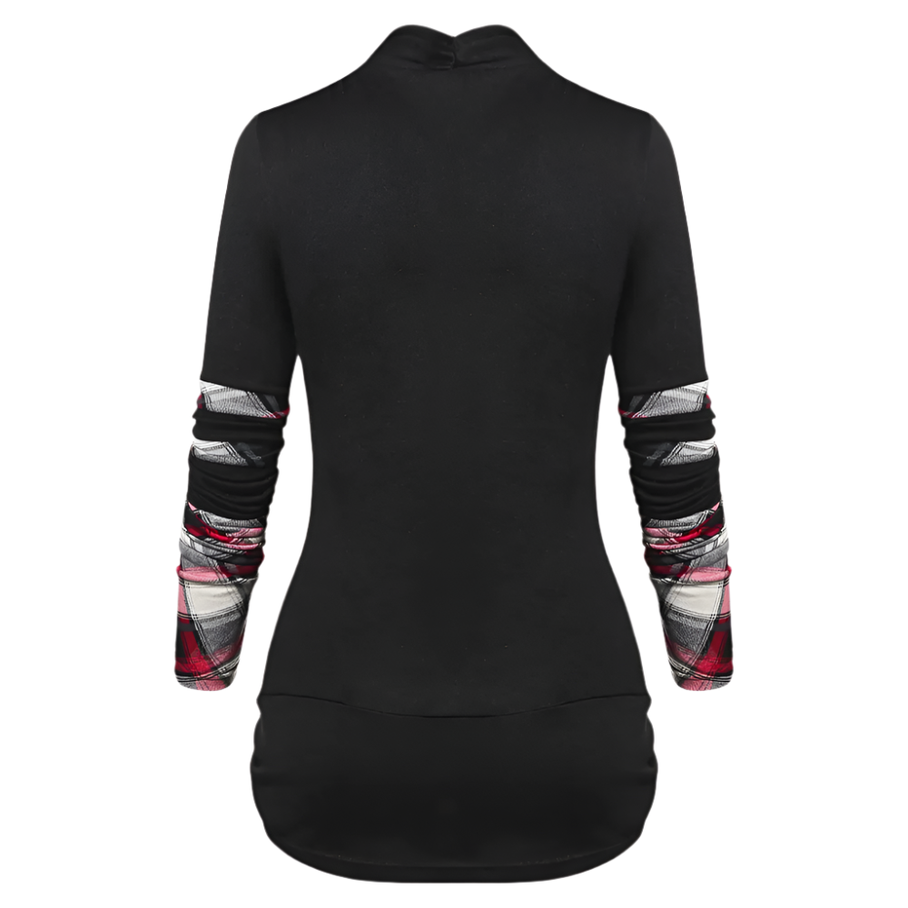 Dames tuniek top met rood ruitpatroon en verstelbare zoom Comfort met een speelse twist