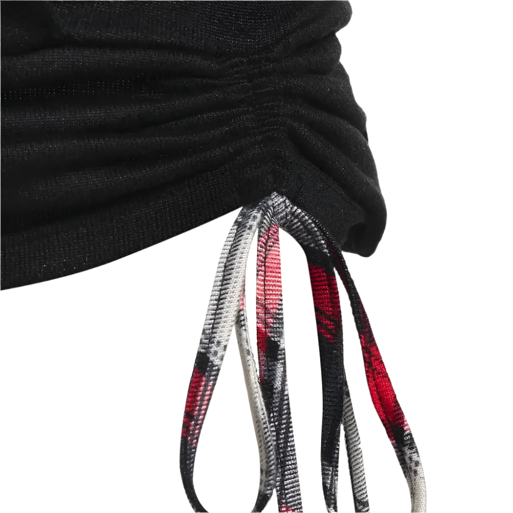 Dames tuniek top met rood ruitpatroon en verstelbare zoom Comfort met een speelse twist