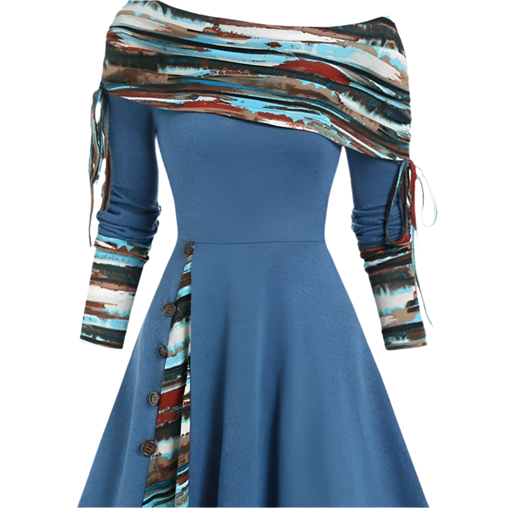 Dames off-shoulder midijurk met Aztec printdetails in zwart Stijlvolle eyecatcher voor elke gelegenheid