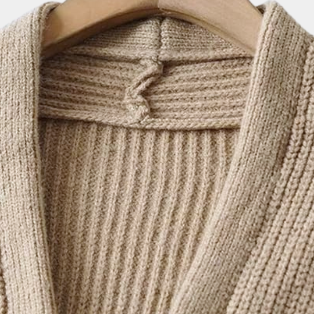 Dames Gebreid Vest met Tailleband Comfortabel Oversized Model met Elegante Wrap-Look