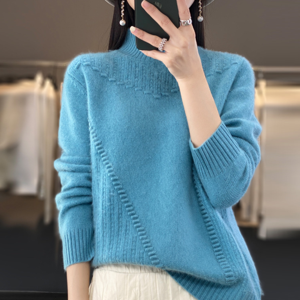 Dames Gebreide Trui met Asymmetrisch Ribpatroon Comfortabele en Stijlvolle Everyday Knit voor Herfst en Winter