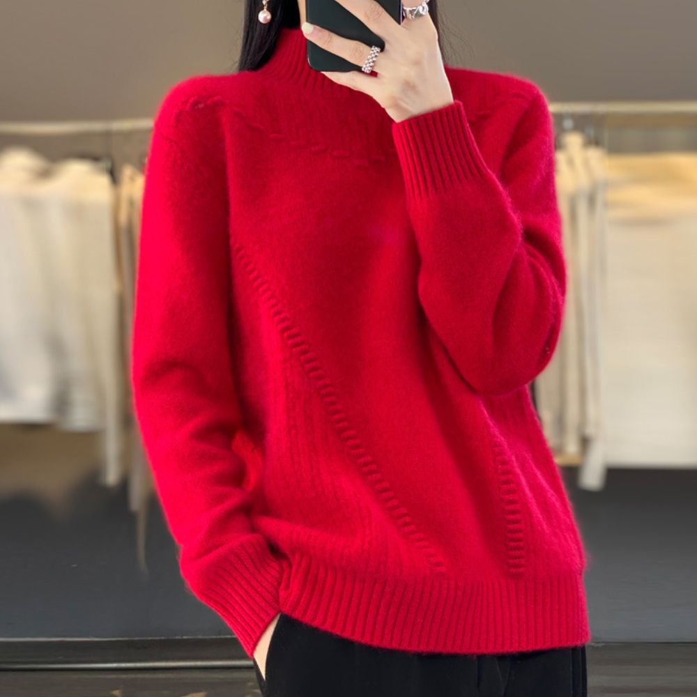 Dames Gebreide Trui met Asymmetrisch Ribpatroon Comfortabele en Stijlvolle Everyday Knit voor Herfst en Winter