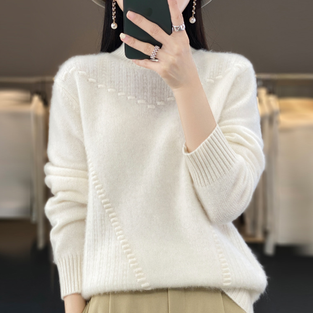 Dames Gebreide Trui met Asymmetrisch Ribpatroon Comfortabele en Stijlvolle Everyday Knit voor Herfst en Winter