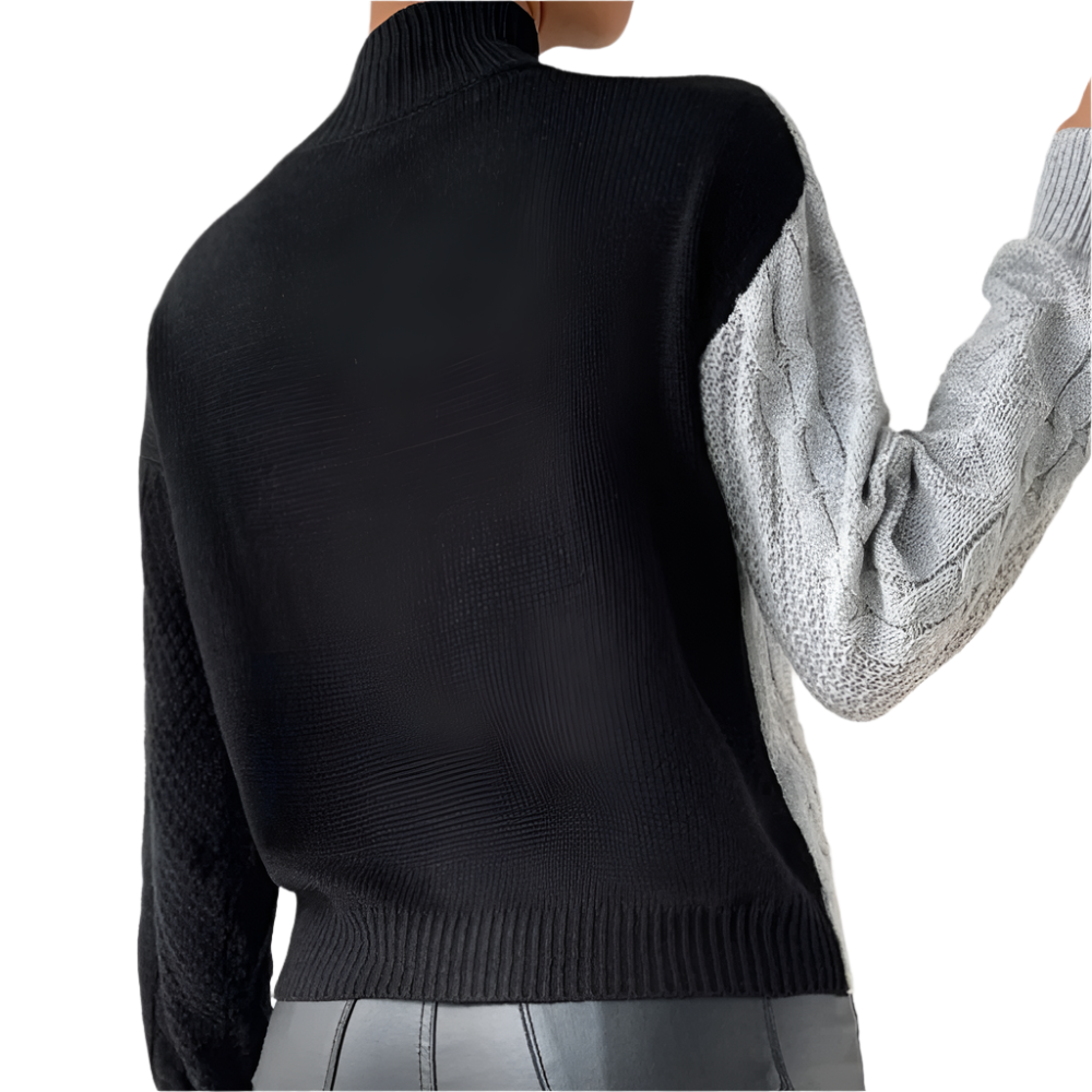 Dames Trui met Col en Asymmetrisch Design Trendy Gebreide Top voor Najaar en Winter