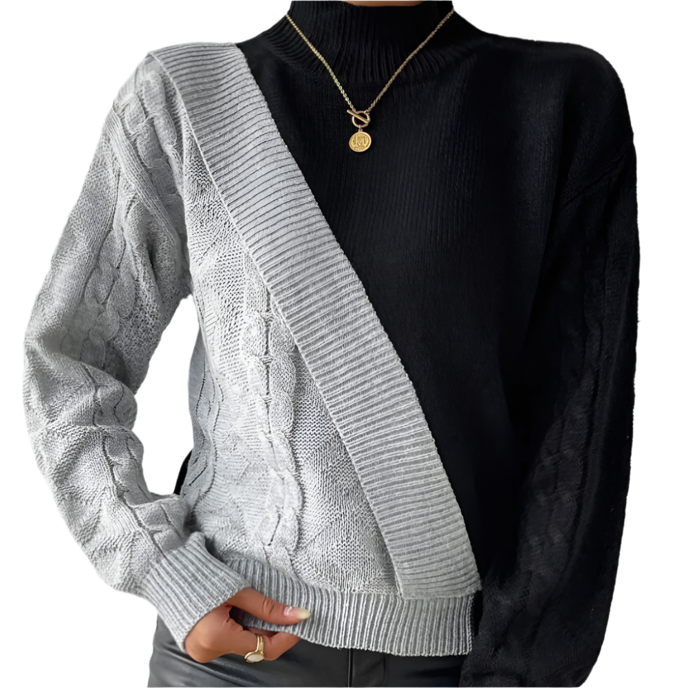 Dames Trui met Col en Asymmetrisch Design Trendy Gebreide Top voor Najaar en Winter