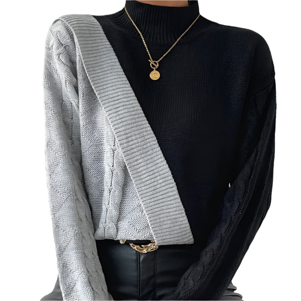 Dames Trui met Col en Asymmetrisch Design Trendy Gebreide Top voor Najaar en Winter