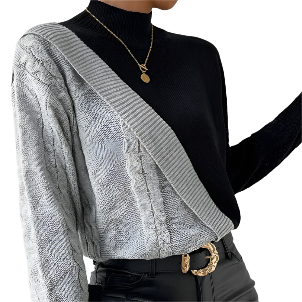 Dames Trui met Col en Asymmetrisch Design Trendy Gebreide Top voor Najaar en Winter