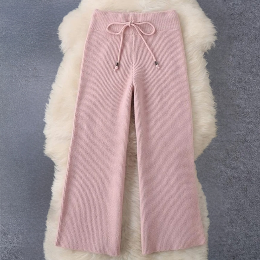 Dames Lounge Set van Zachte Breistof met Trui en Wijde Broek Comfortabel en Stijlvol Thuis of Casual