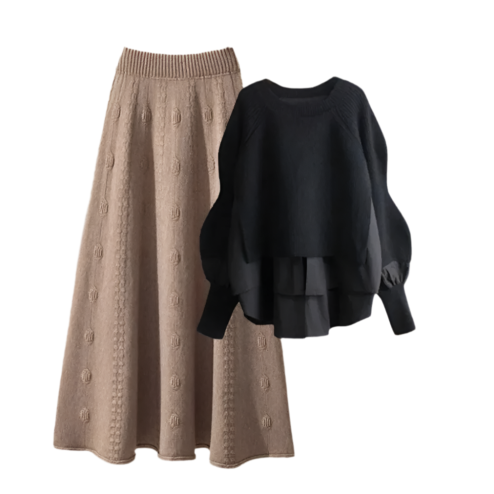 Yasmina - Elegante gebreide trui en rok voor dames