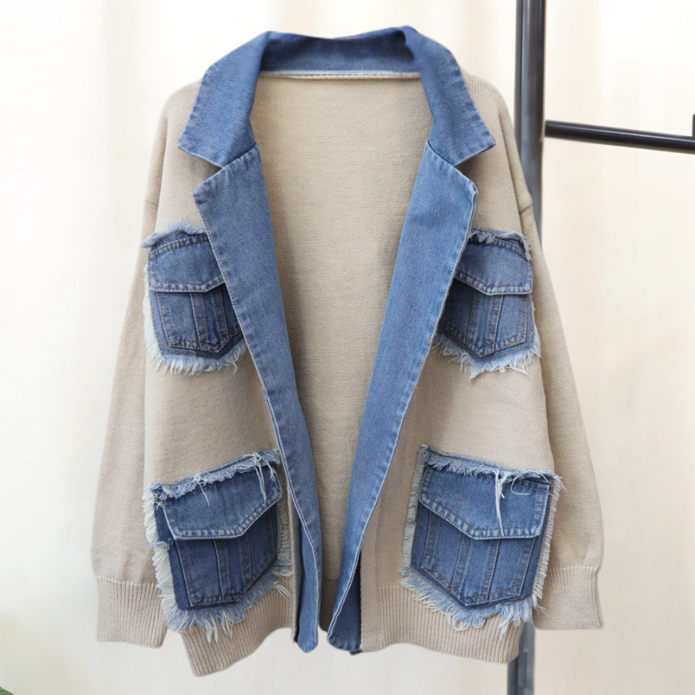 Dames Oversized Lang Vest met Denim Zakken en Losvallende Pasvorm Casual Streetwear Stijl voor Elke Dag