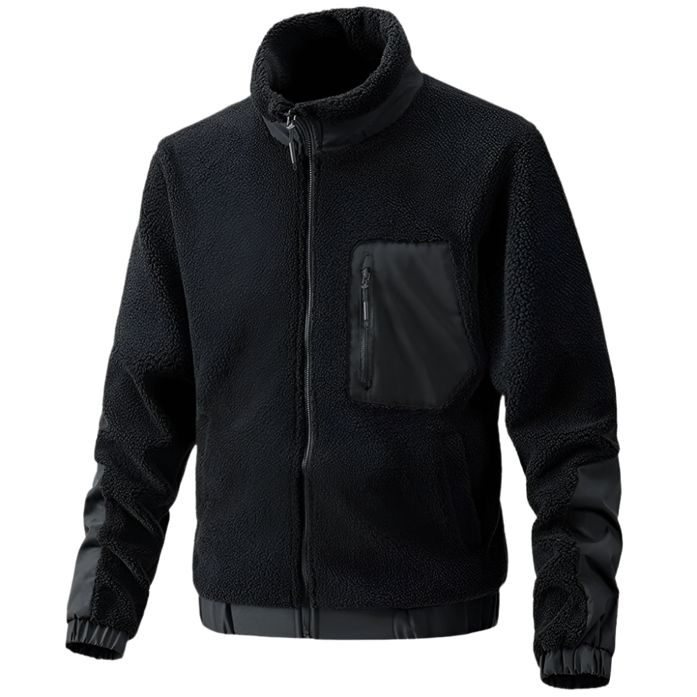 Heren Outdoor Fleece Jas met Ritssluiting en Verstevigde Details Warme Jas voor Dagelijks Gebruik en Avontuur