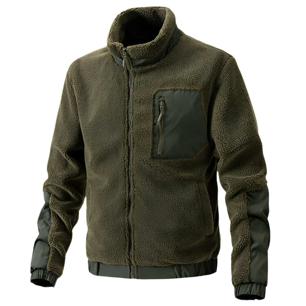 Heren Outdoor Fleece Jas met Ritssluiting en Verstevigde Details Warme Jas voor Dagelijks Gebruik en Avontuur