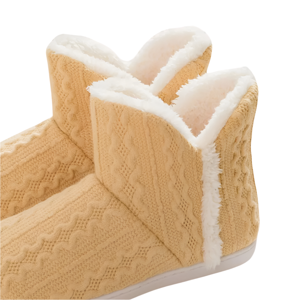 Dames Warme Huissloffen met Hoge Schacht Gebreid Design met Zachte Fleece Voering