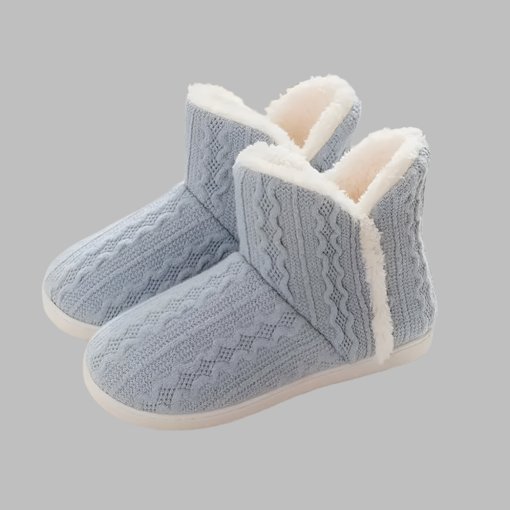 Dames Warme Huissloffen met Hoge Schacht Gebreid Design met Zachte Fleece Voering