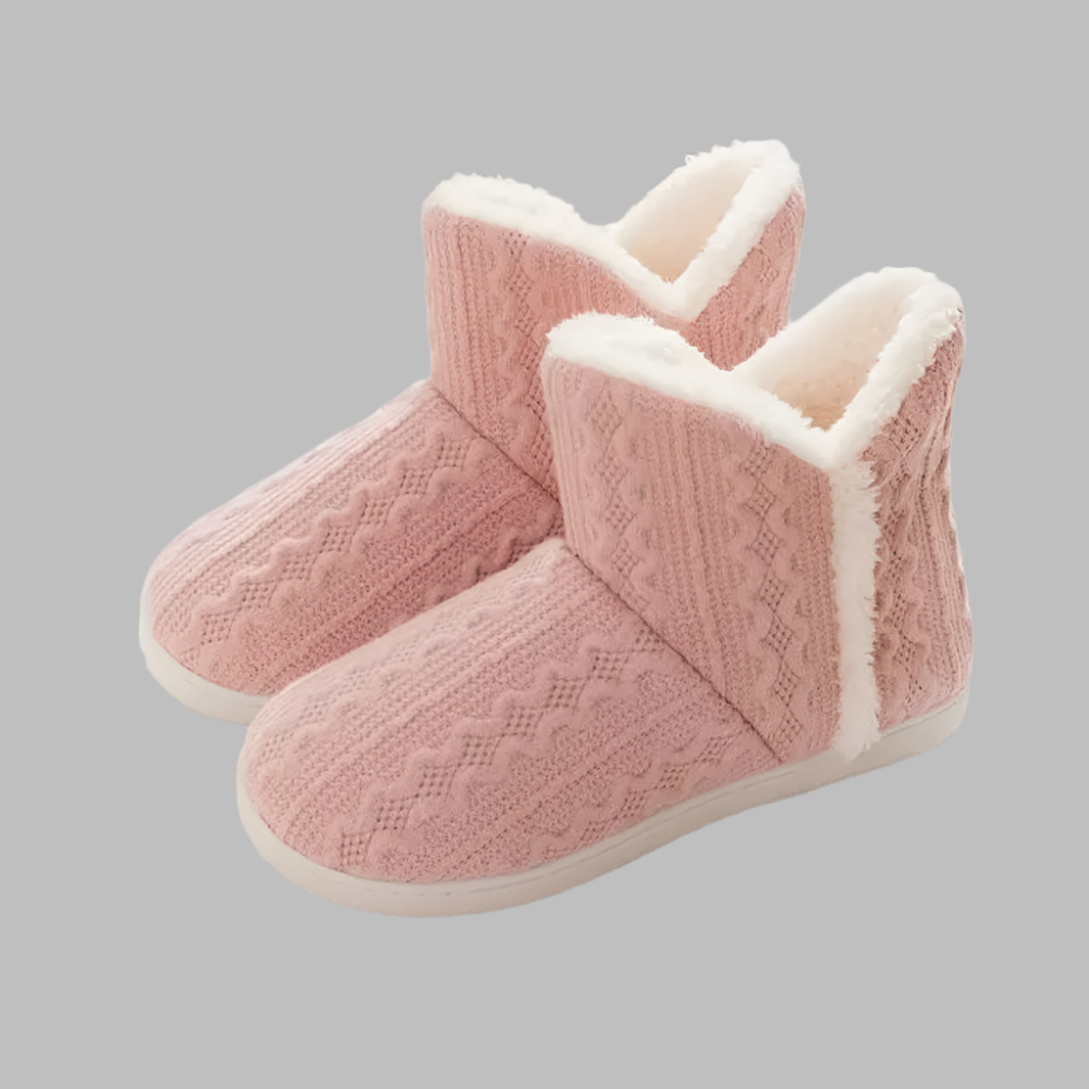 Dames Warme Huissloffen met Hoge Schacht Gebreid Design met Zachte Fleece Voering