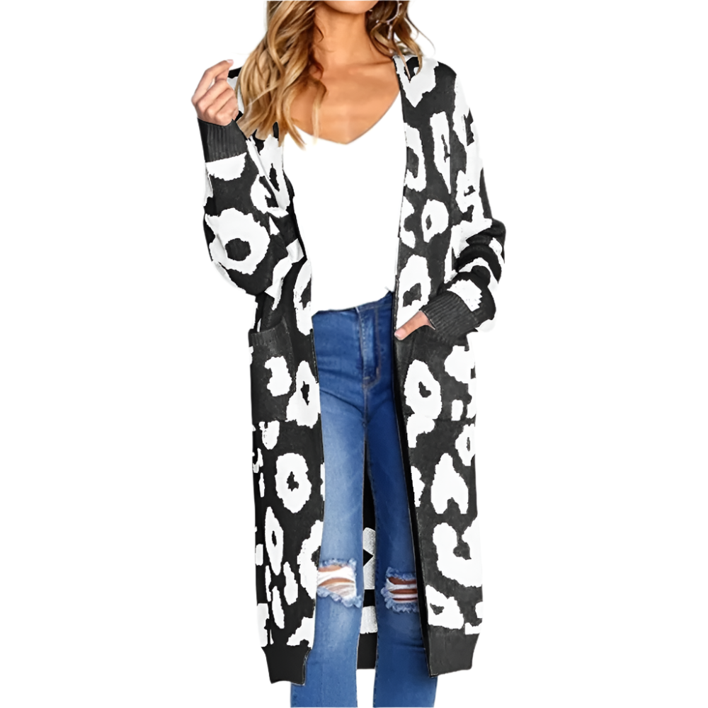 Claudia - Stijlvol lang vest met luipaardprint voor dames
