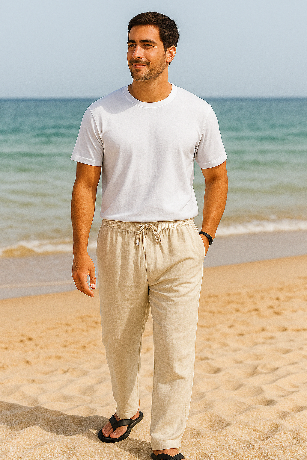 Heren linnen broek met rechte pijpen luchtige zomerbroek voor casual en nette momenten