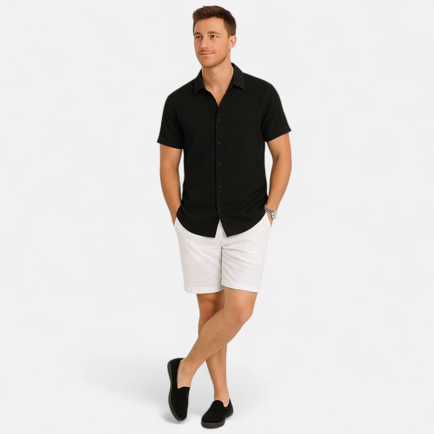 Heren linnen overhemd in diverse kleuren – luchtig zomerhemd met korte mouwen en casual fit